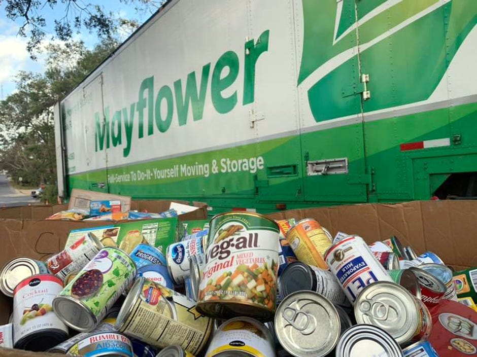 The Fill the Mayflower for Manna Food Bank event collects food that will be distributed to families in Escambia and Santa Rosa Counties. This year's event is at Cordova Mall.