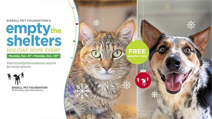 The BISSELL Pet Foundation's Empty the Shelters event will waive fees to adopt pets from the Santa Rosa County Animal Shelter.