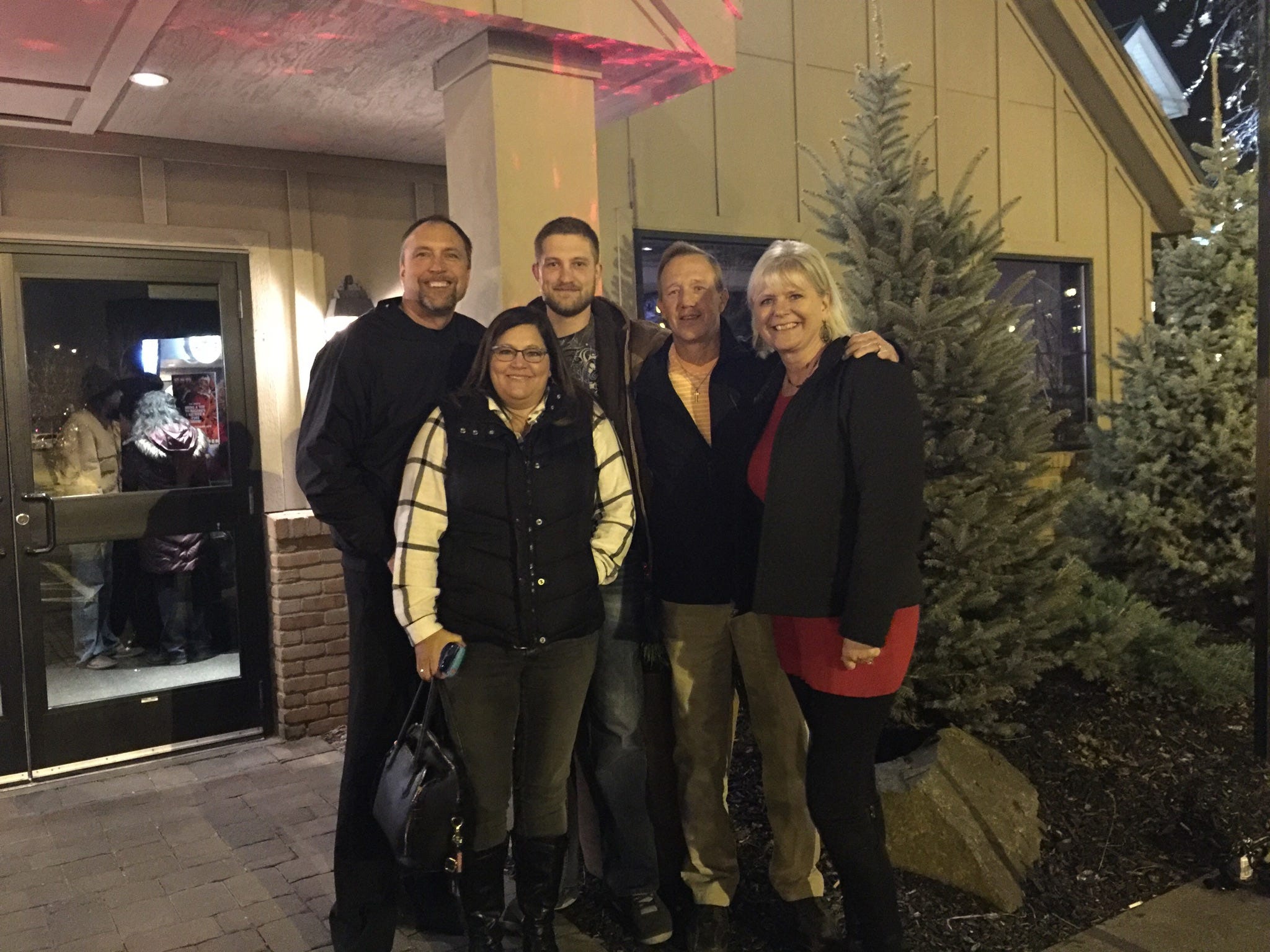 Left to right are Tim, Mary, and Nate Gabrelcik, and David and Cheryl Watkins. After learning of David's kidney failure, Nate offered to donate a kidney. "This was the night we all got together to meet as a new family," David Watkins said. [Special to the Press Gazette]