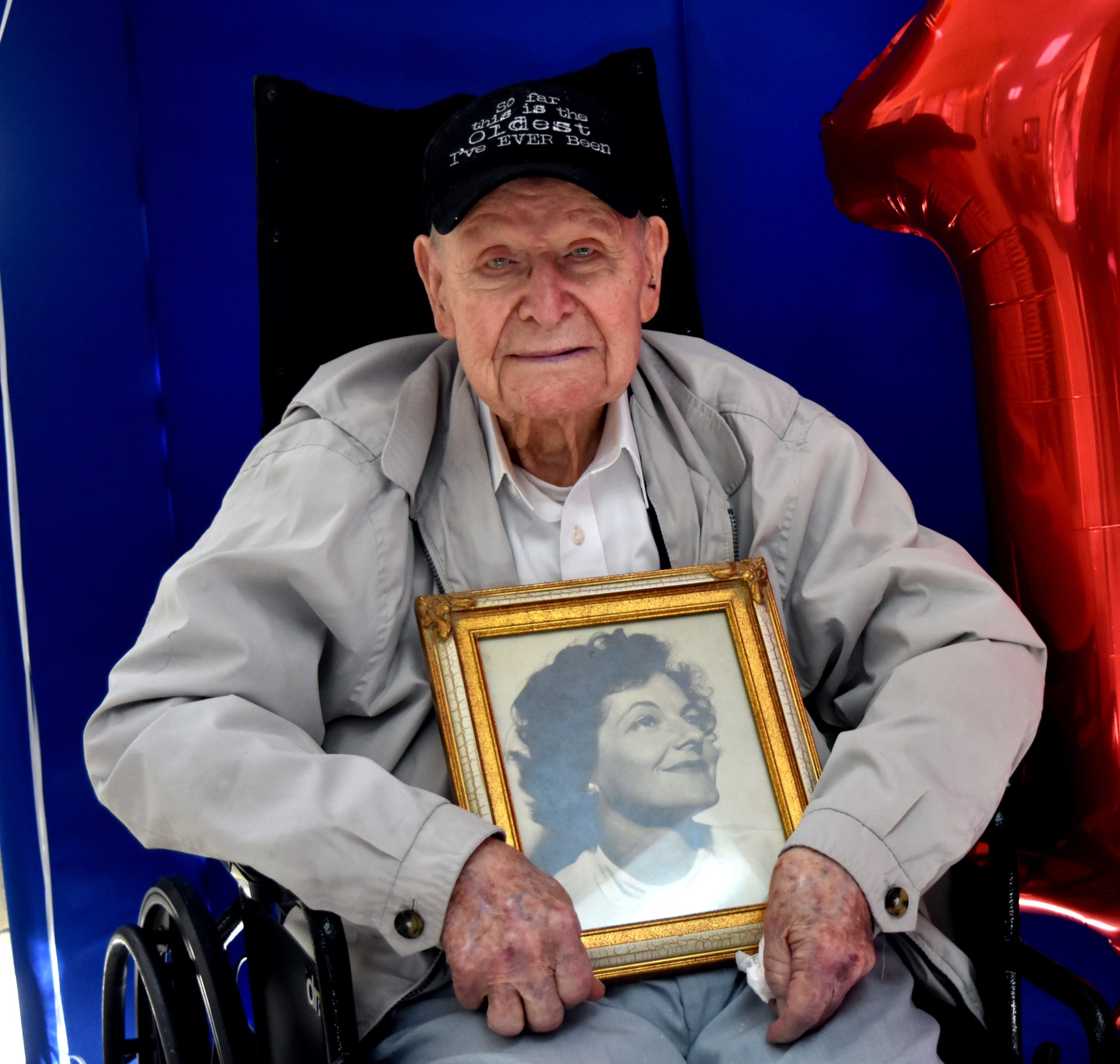 Albert Maddux will be 105 years-old on Dec, 8. He is pictured holding a portrait of his late wife Vivian when she was in her 30’s. They were married for 55 years. [RAMON RIOS/PRESS GAZETTE]