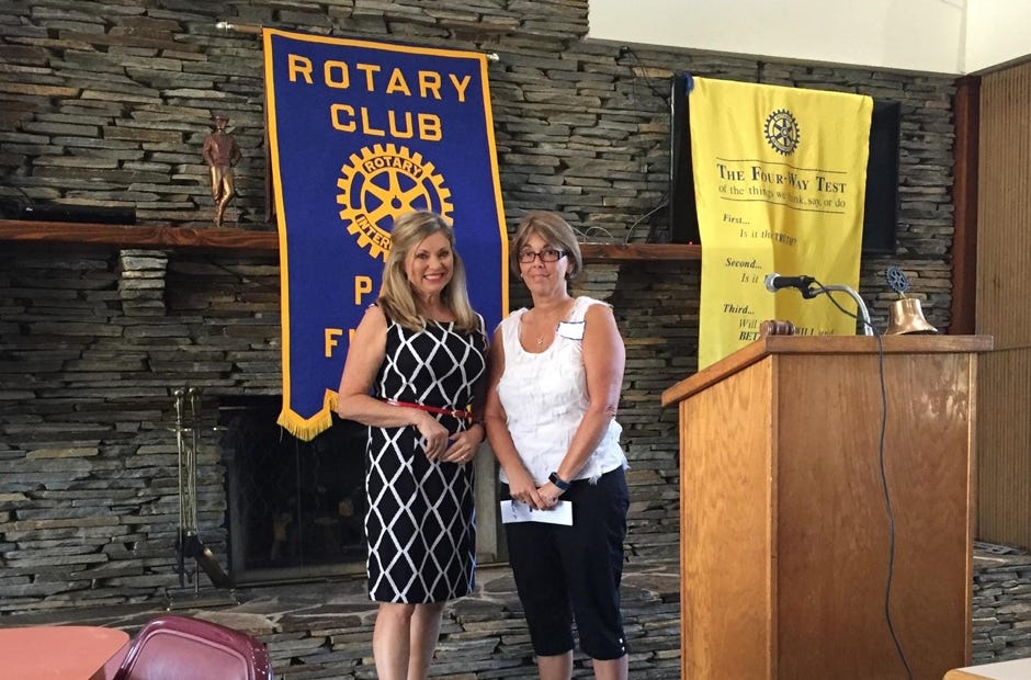From left are Rotary President Diane Masaitis and PruittHealth Santa Rosa Financial Coordinator Linda Grimes. [Special to the Press Gazette]