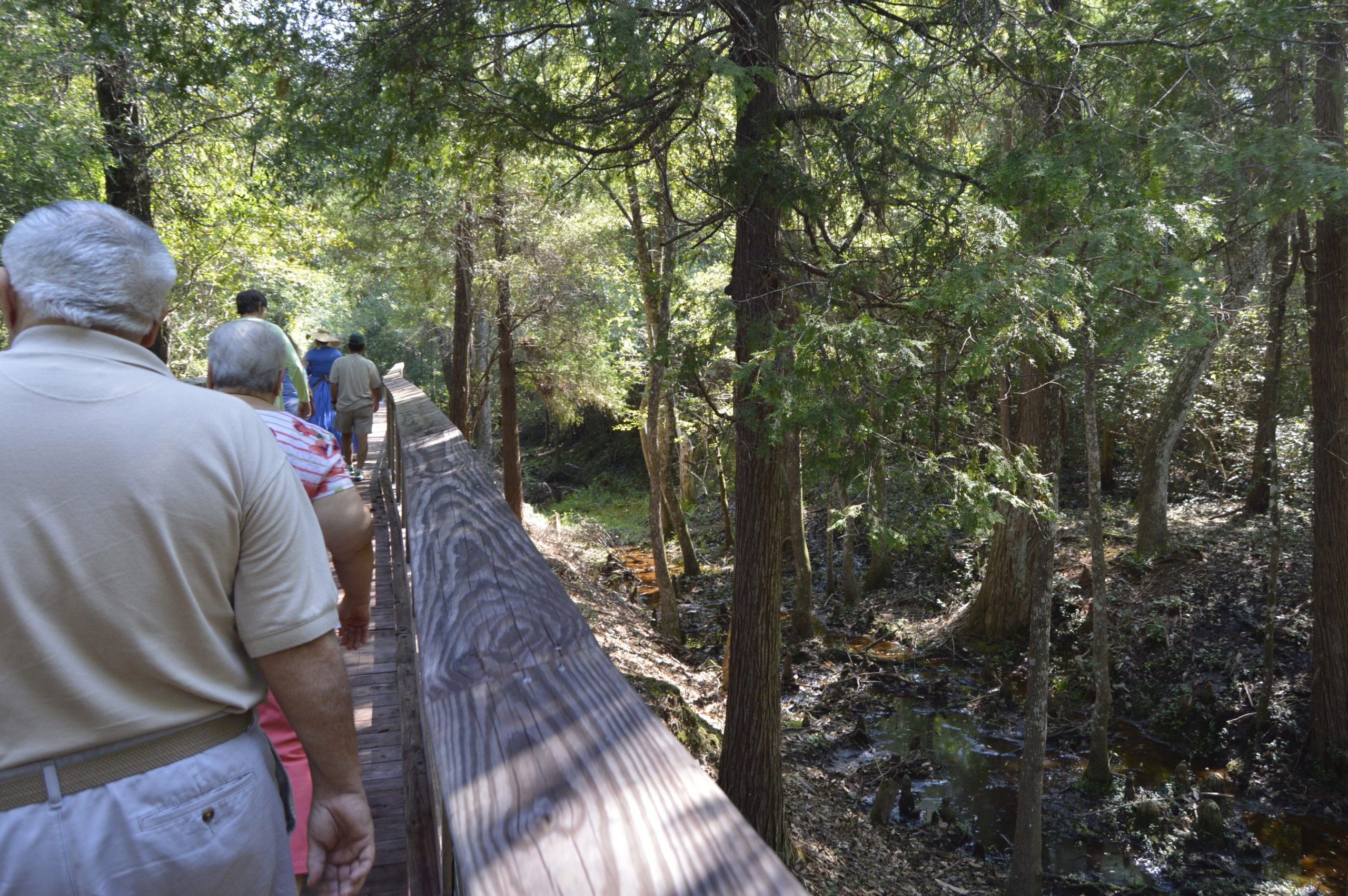 Visitors to Arcadia Mill walk along the waterway that helped run the water wheels that powered the mill almost two centuries ago. [ALICIA ADAMS | Press Gazette]