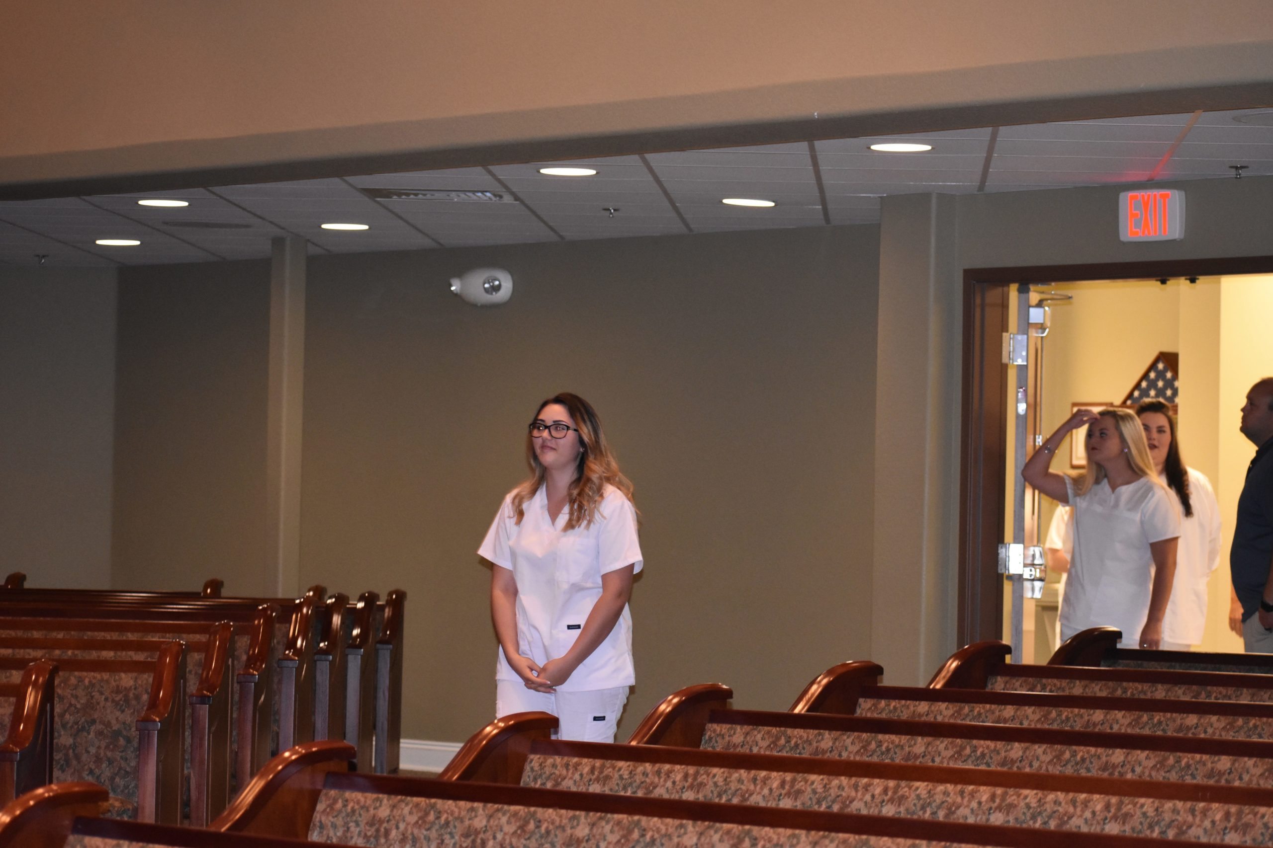 Locklin Tech nursing students proceed into the ceremony hall for the pinning ceremony. [Kevin Boyer | Press Gazette]