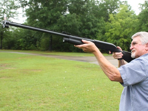 Former Navy sailor of four years and in the fire sprinkler business for 35 years, Jimmy Riley invented a gun sight he says gives 25 to 30 percent greater accuracy to novice wing and trap hunters.