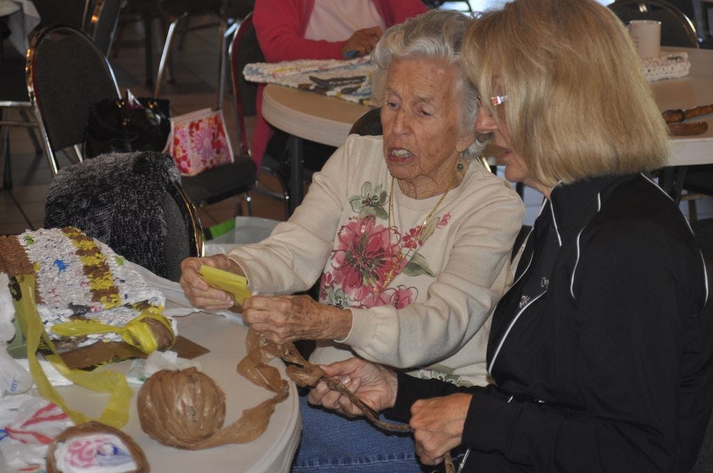 Church group turns plastic grocery bags into mats for area homeless